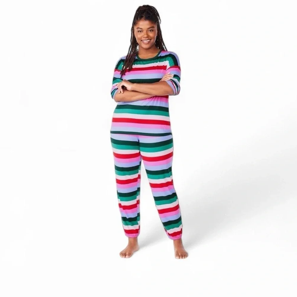 Womens Long Sleeve Tee and Joggers Pajama Set/ Sz L(12-14)